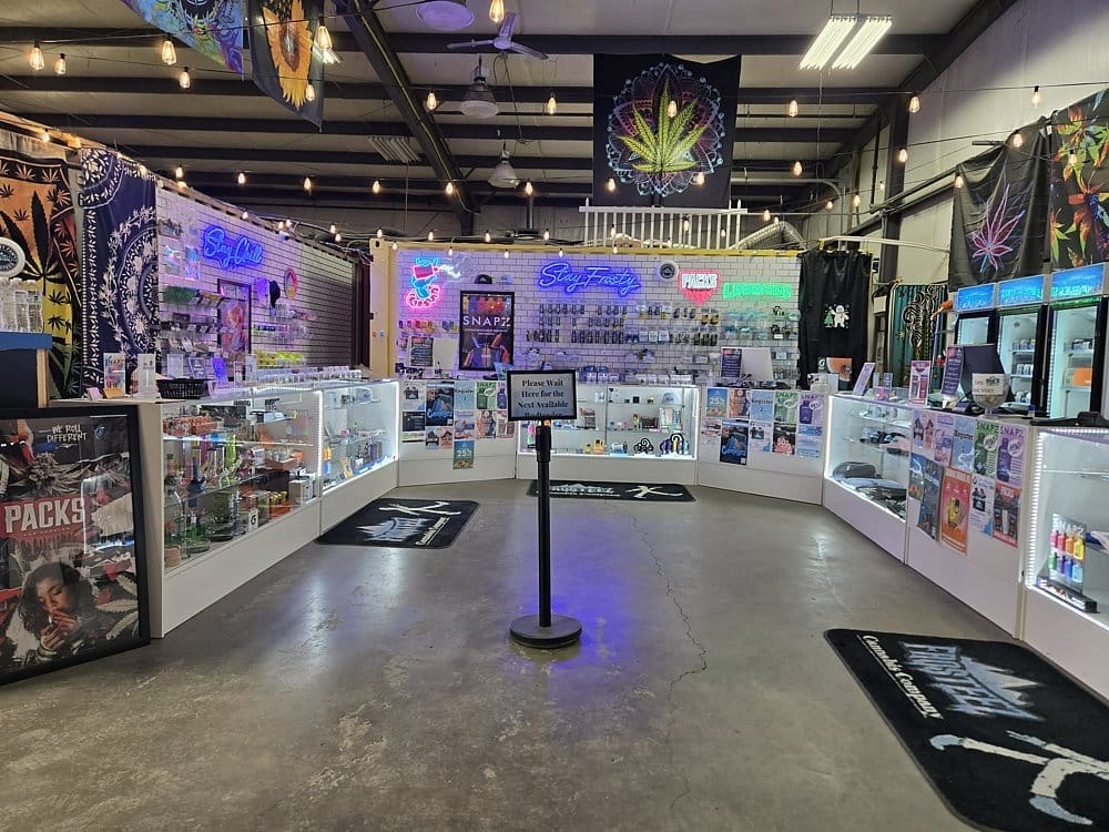 Frosteez Cannabis Product Selection, Montana Frosteez Cannabis retail showroom with wall-to-wall product selection including cartridges, concentrates, flower, and accessories