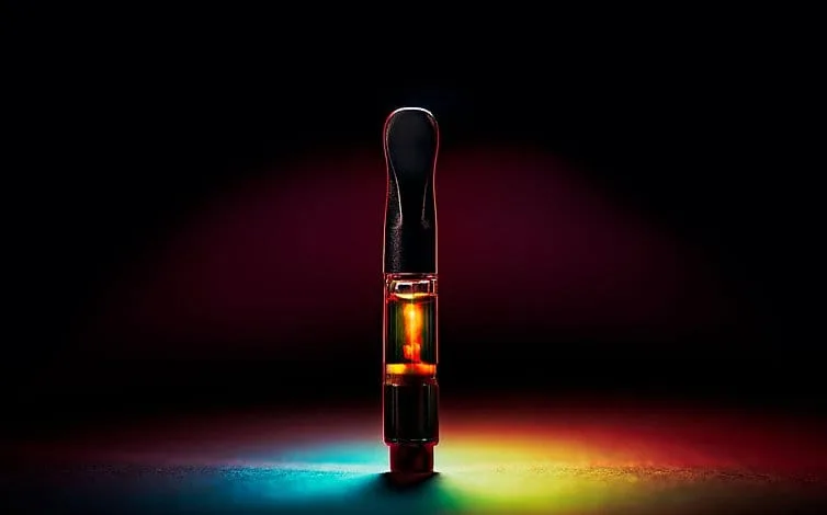Cannabis vape cartridge filled with THC oil used for vaping