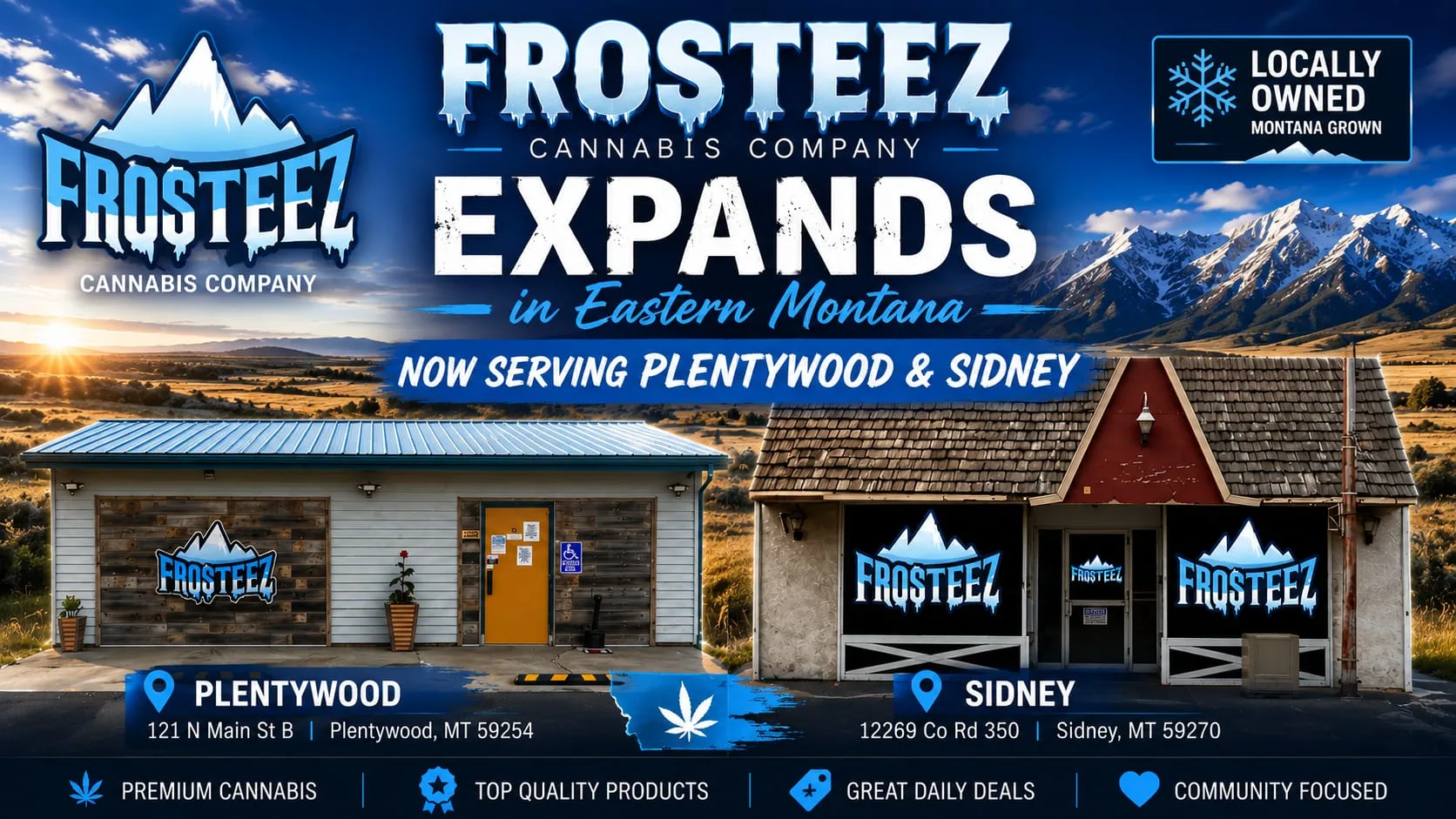 Frosteez Cannabis Company expands across Montana with new dispensary locations in Plentywood and Sidney Montana