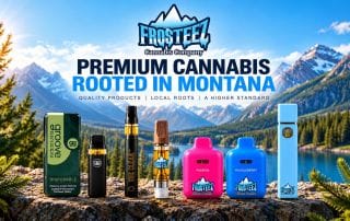 Frosteez cannabis vape cartridges and disposables including Toque, Groove Solventless, and Frosteez branded all-in-ones at Montana dispensary
